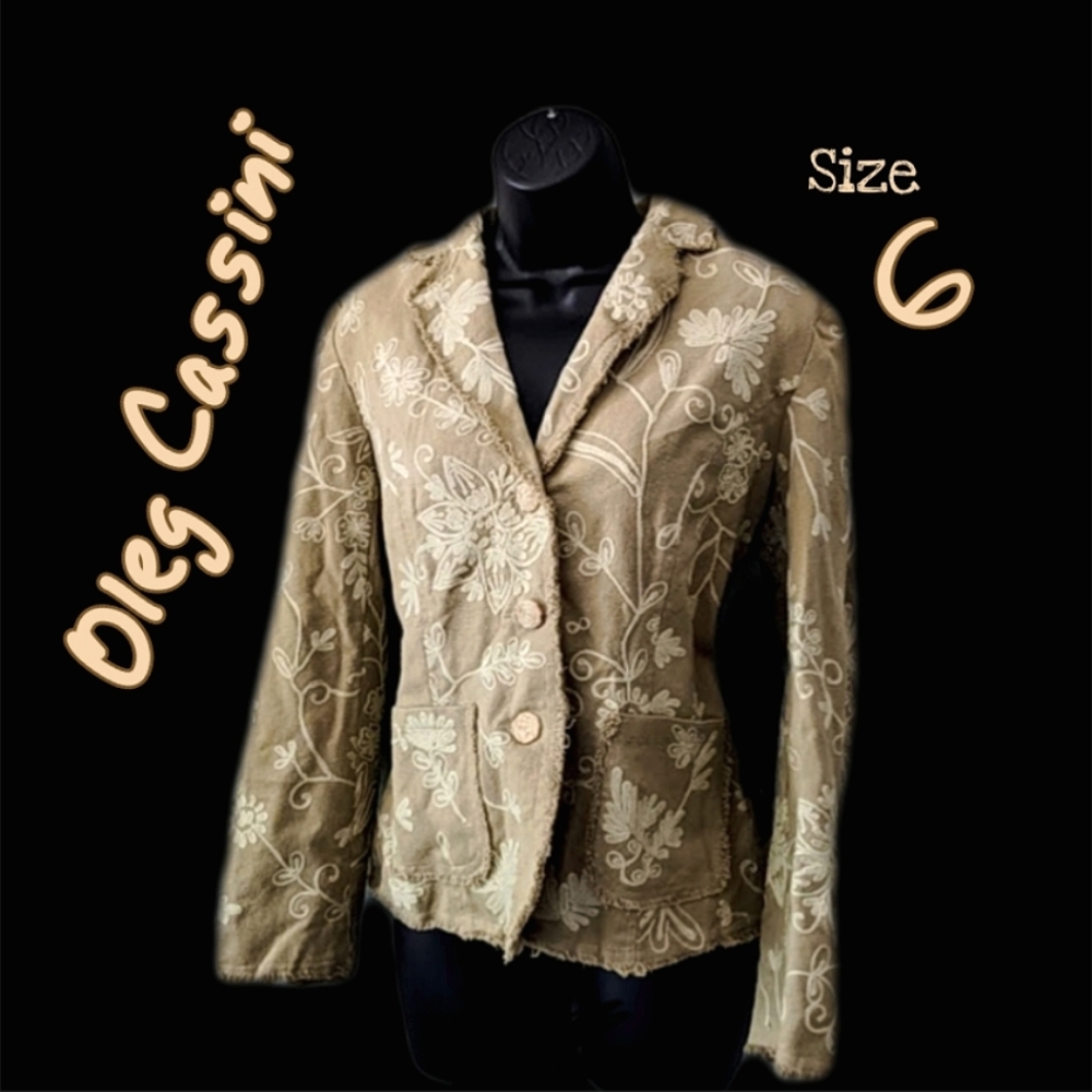 LAST CALL! 24HRS⚡Oleg Cassini: embroidered cotton blazer, siz…
